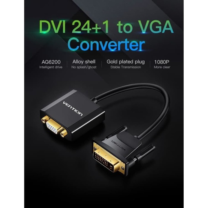 Vention [EBA] DVI Male to VGA Female Converter Adapter Premium Gold -