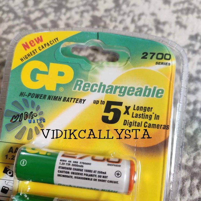 ASLI batu Battery baterai A2 AA GP 2700 isi ulang Rechargeable