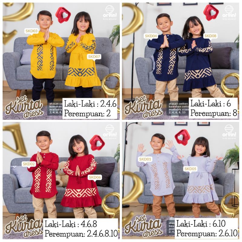 Orvin Kids Apparel - Set Kurta Dress Anak