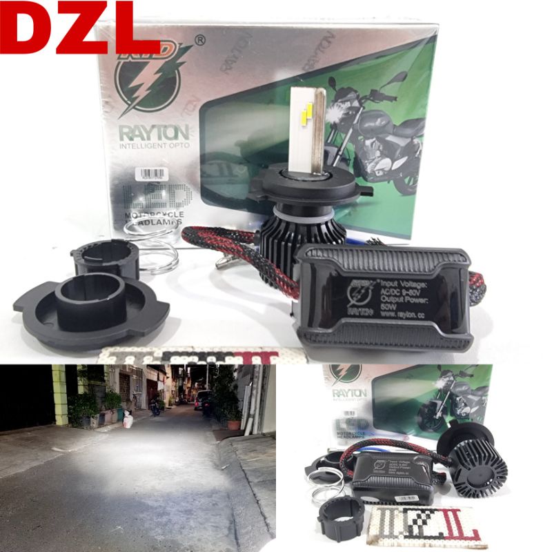lampu utama depan led rtd rayton m02s h4 hs1 h6 50 watt ac dc 2 sisi 4 mata