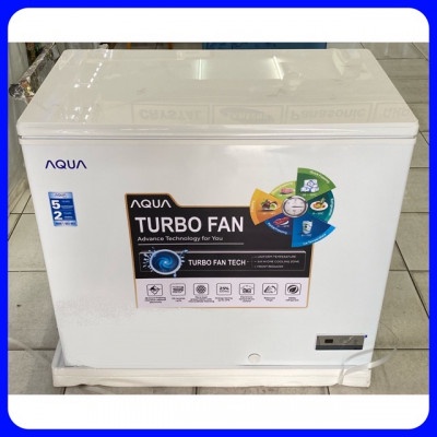 Chest freezer AQUA AQF 220 TF Pintu Kaca Anti Gores 210 Litr Turbo Fan