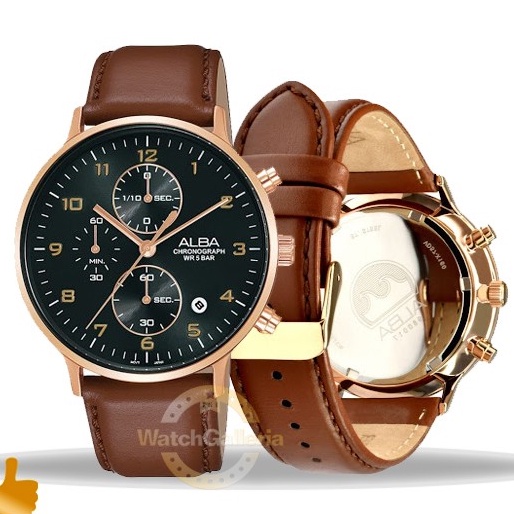 [ PROMO ] Jam Tangan Pria AM3686 Alba AM3686X1 Tali Kulit Original Chronograph Aktif Garansi Resmi