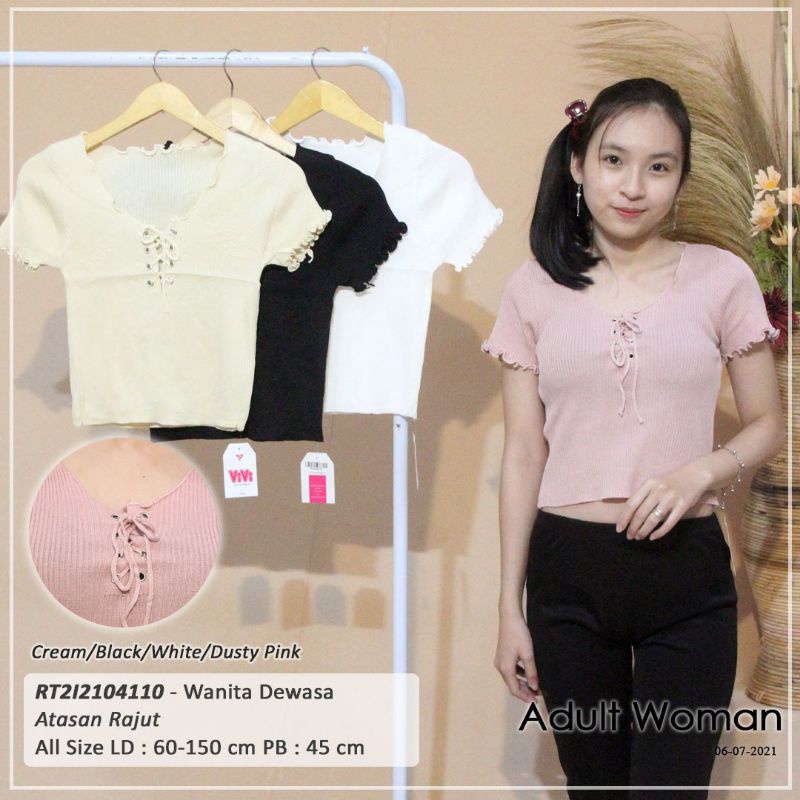 Atasan rajut silang tali mata ayam polos