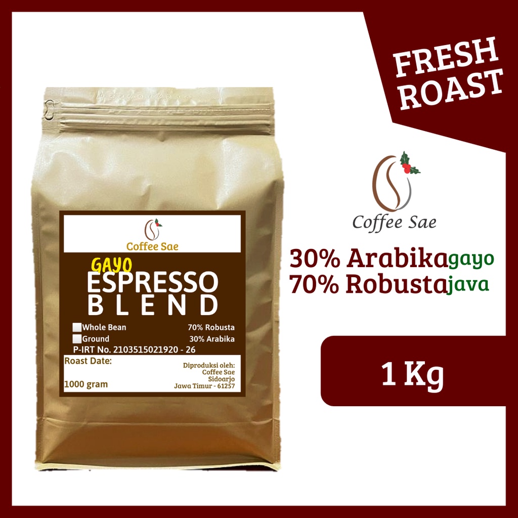 Jual Kopi Gayo Espresso Blend 1 Kg Biji Atau Bubuk Robusta Arabika 70