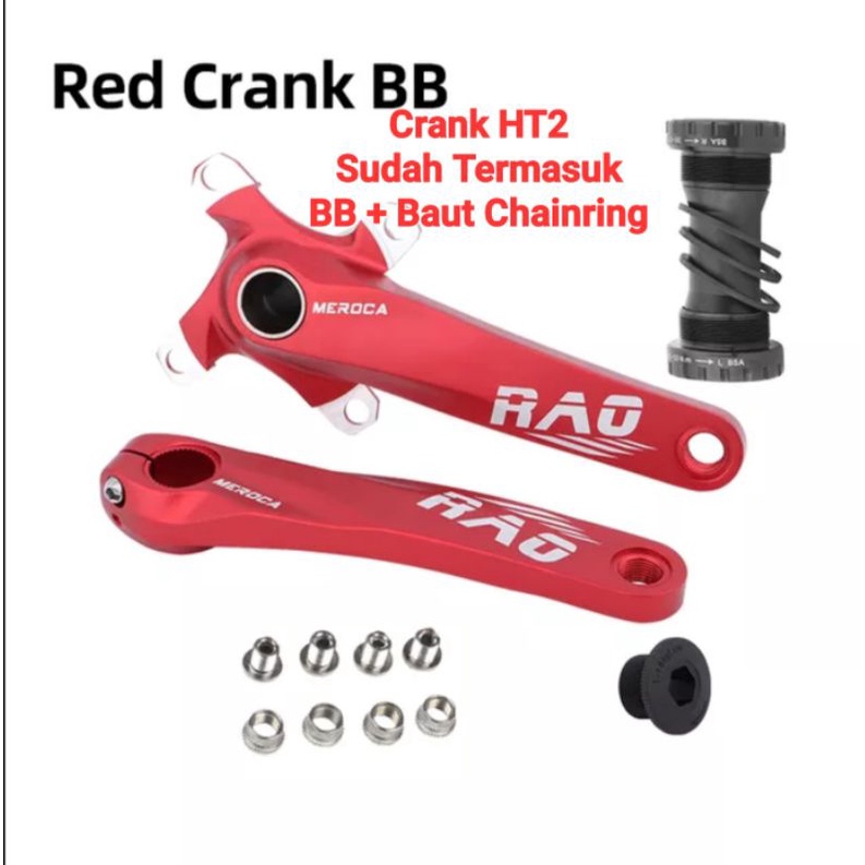 Meroca Rao Crankset HT2 BCD 104 Crankset Hollowtech Crank Sepeda Merah
