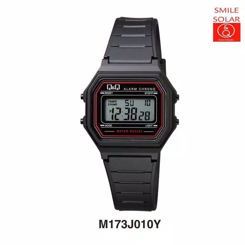 Q&amp;Q M173 M173J JAM TANGAN ORIGINAL QQ ORI QNQ FASHION DIGITAL WANITA RUBBER WATER RESIST