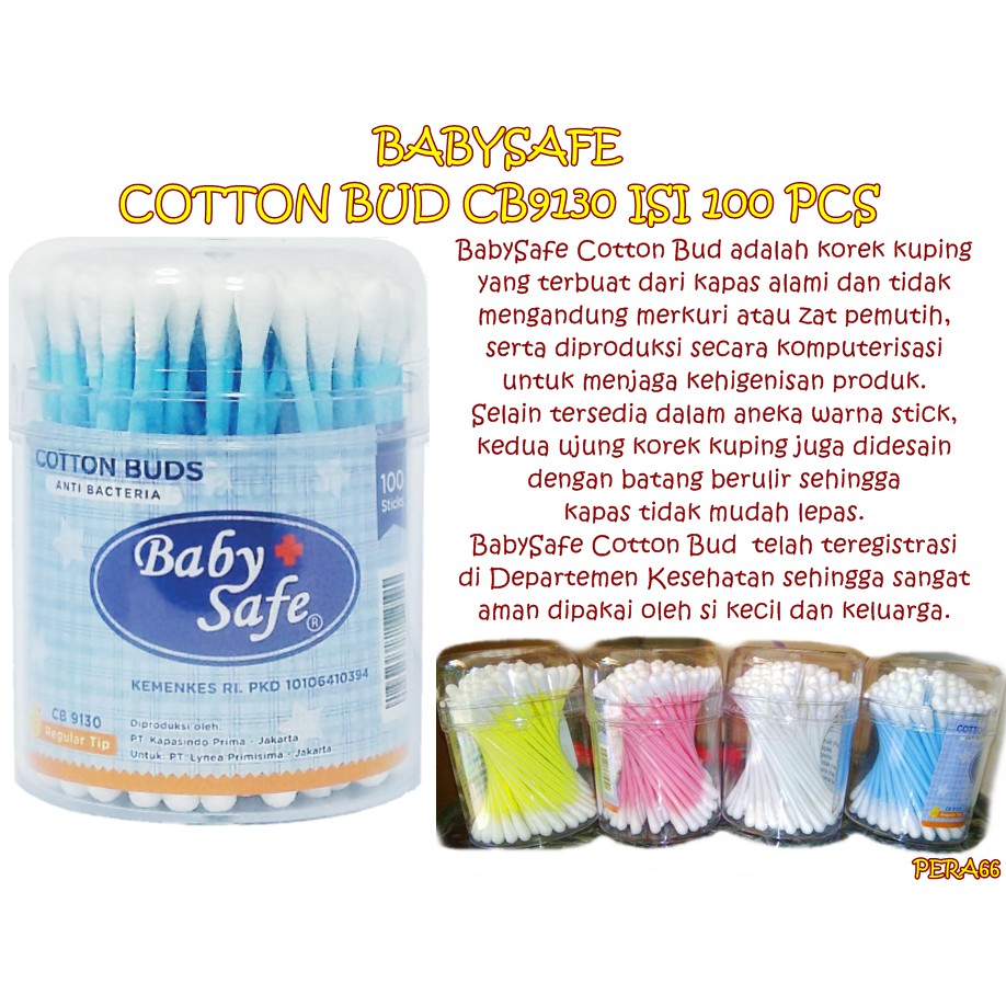 PERA66 COTTON BUD Baby safe Regular Tip CB9130/ baby tipe 9132  ISI 100 PCS KOREK KUPING