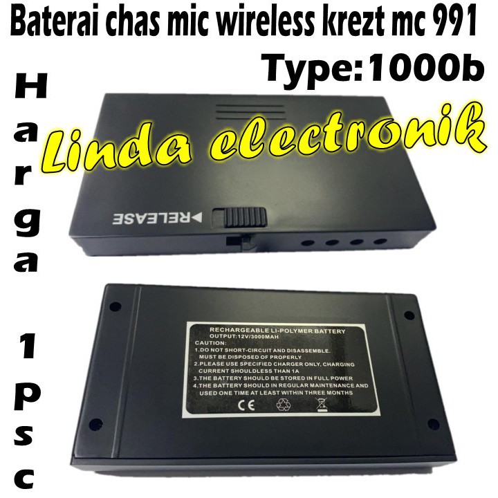 baterai mic krezt 1000b buat mic wireless krezt mc 991