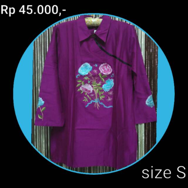 Blus shantung Flower