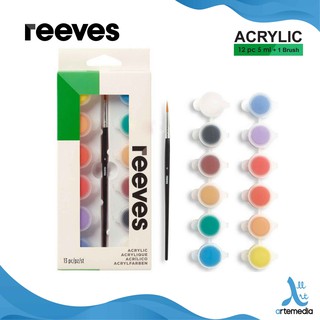  Cat Akrilik Reeves  12x5ml Mini Pot Acrylic Color Paint Set 
