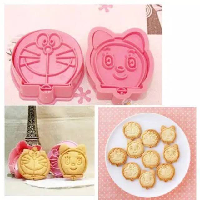 2pcs cetakan kue kering cookies cutter biscuit fondant doraemon dorami cetakan kukis