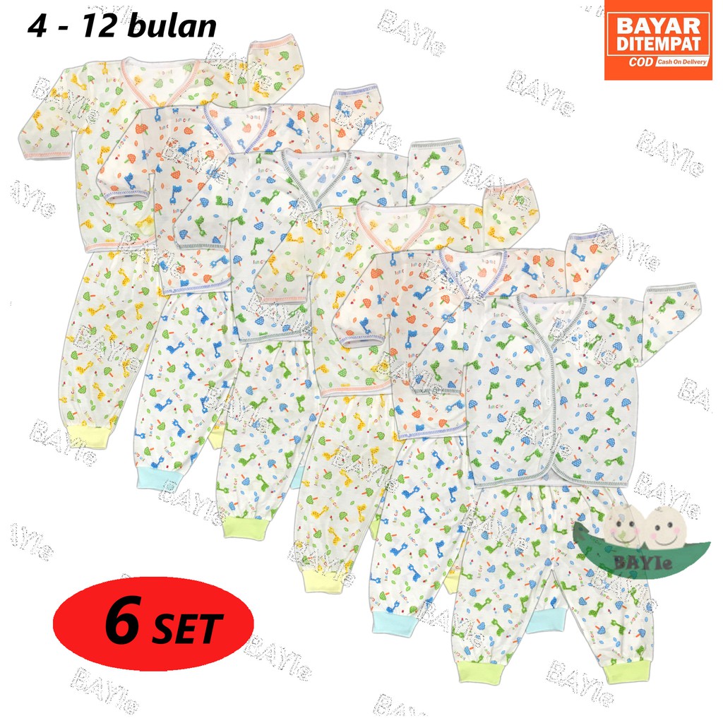 BAYIe - 6 SET Setelan Baju Bayi Panjang+Celana Panjang JUMBO Motif TABUR umur 4 - 12 bulan/baju anak