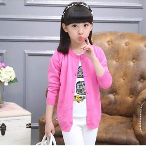 Kardigan Cardigan Sweater Rajut Anak Perempuan Cewek Umur 7-12 Tahun