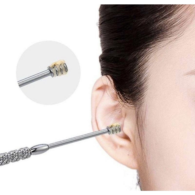 Korek kuping Alat Pembersih kotoran telinga ear wax 5 in 1 Stainless steel besi earwax