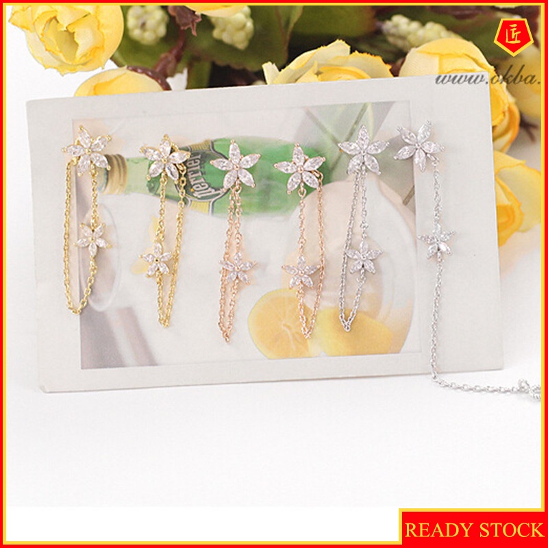 [Ready Stock]Silver Star Diamond Stud Earrings Graceful