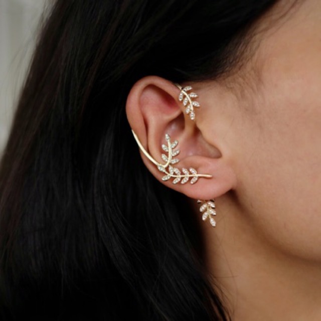 Palme earring with cuff (per 1 pc)