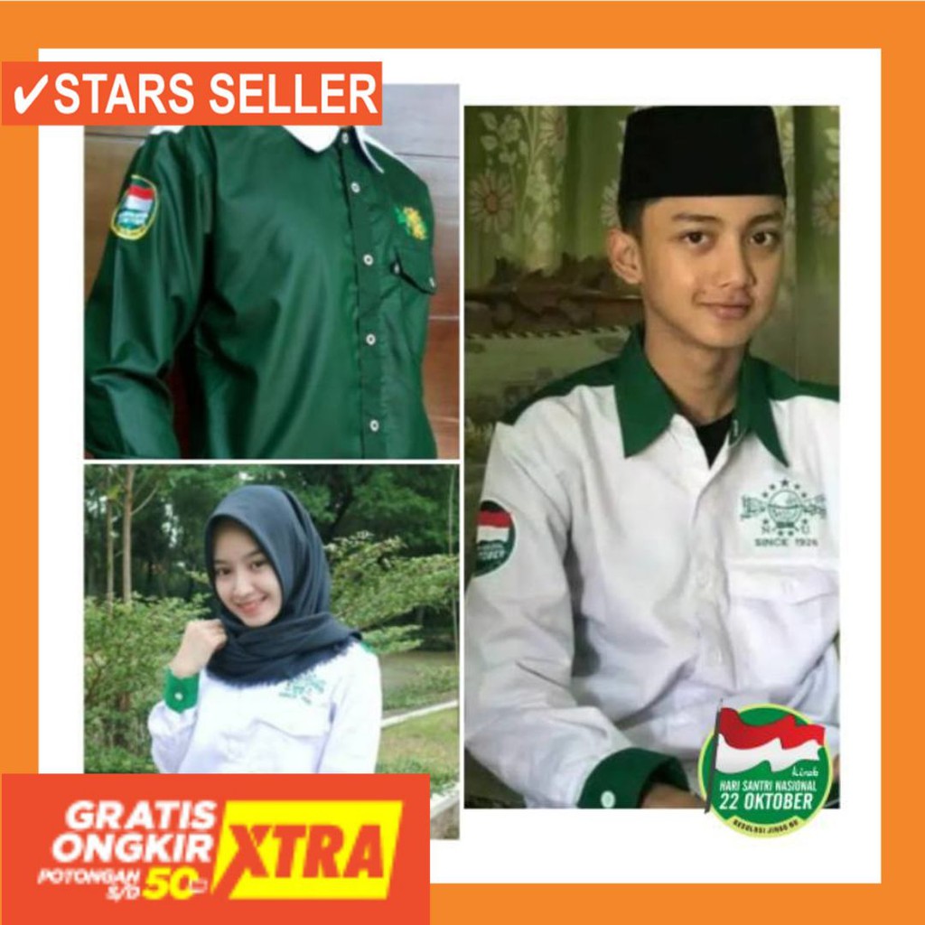PAKAIAN MUSLIM TERBAIK PALING ANAK ORANG TUA PINK MURAH / (BISA COD) Kemeja Koko NU HARI SANTRI