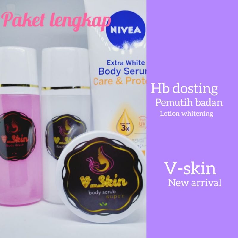Hb Pemutih Badan V skin Lotion Whitening Super dosting hb dosting platinum