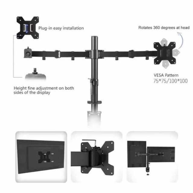 Bracket monitor 20 s/d 27 inch  2 Layar kanan kiri adjustable