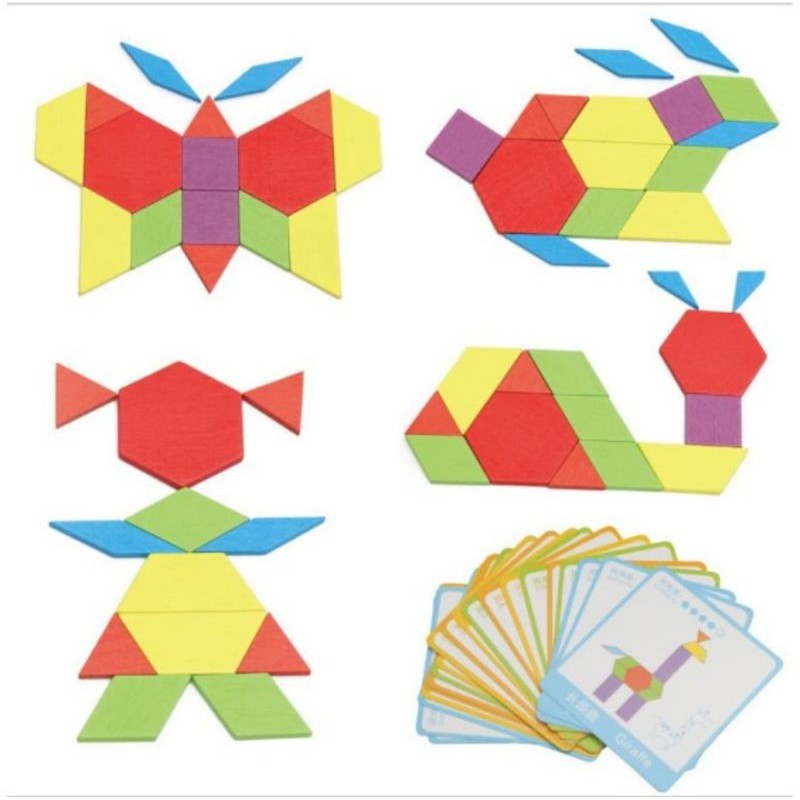 Wooden Pattern Blocks 155 pcs