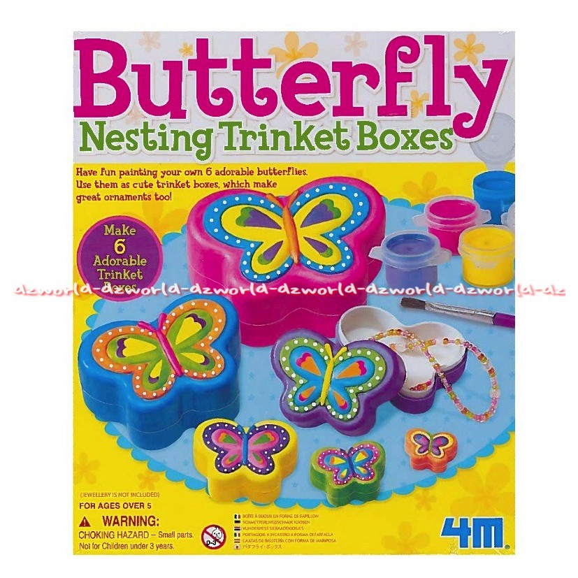 4M Butterfly Nesting Trinket Boxes Menghias Perhiasan kupu-kupu manis lengkap dengan aksesorisnya