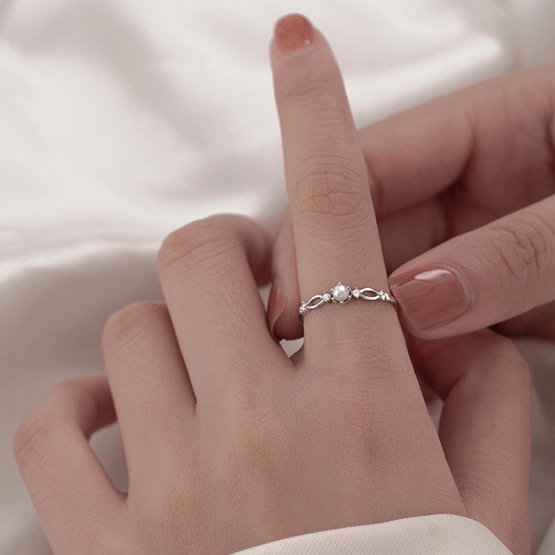 Cincin Mutiara Dapat Disesuaikan Gaya Korea Untuk Aksesoris Perhiasan Wanita