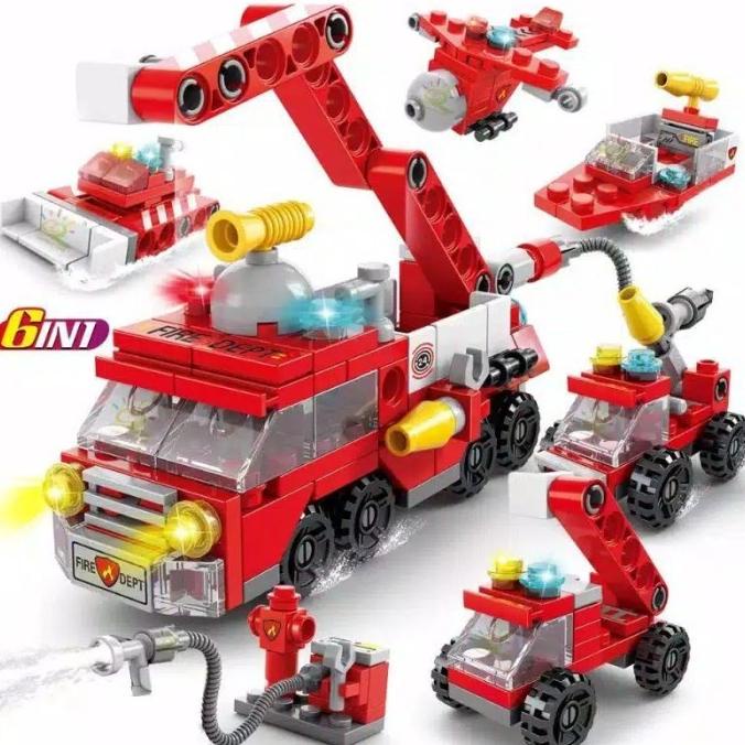 Mainan Lego Block Fire Brigade City Fire - Lego Lele Brother Pemadam