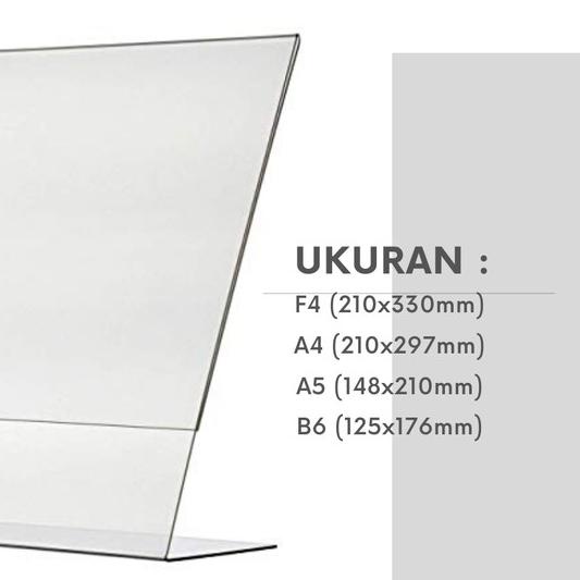 

✱ Sign Holder Acrylic / Tempat Menu Aklirik Bentuk L / Pricelist Office - 125 x 176 mm ☇