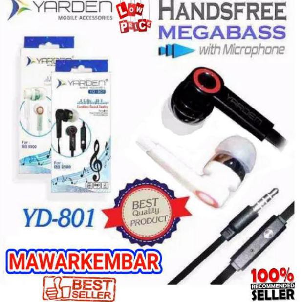 Aksesoris Hp Headset Yarden Yd-801 / Handsfree Mic Yd801 Samsung Android Extra Bass Yd Harga