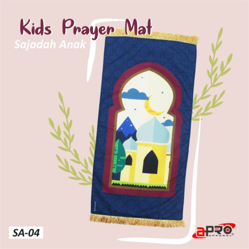 Sajadah Anak Premium Apro Empuk Elegan Motif Printing Sejadah Prayer Mat Anti Slip Cocok Untuk Kado-SA-04