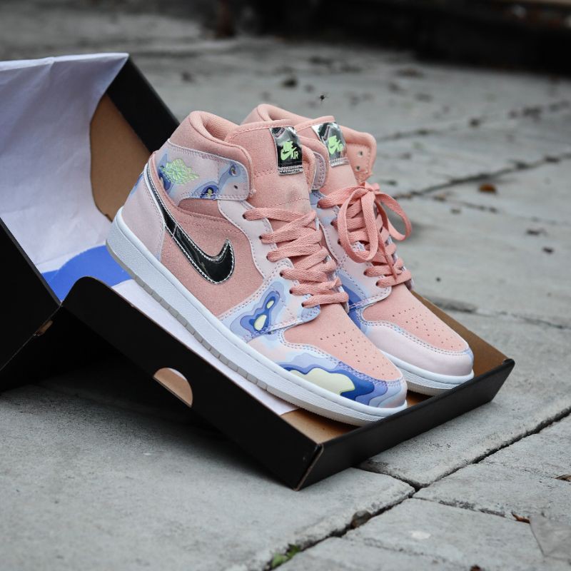 Jordan 1 mid P(her)spective / Sepatu nike / Sepatu Air jordan wanita / Sepatu wanita