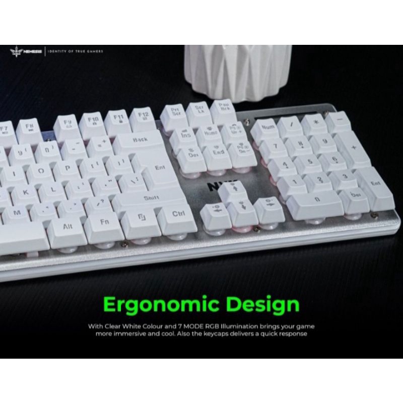 Keyboard Gaming Kr-301 Rgb Underglow nyk original white /suport otg