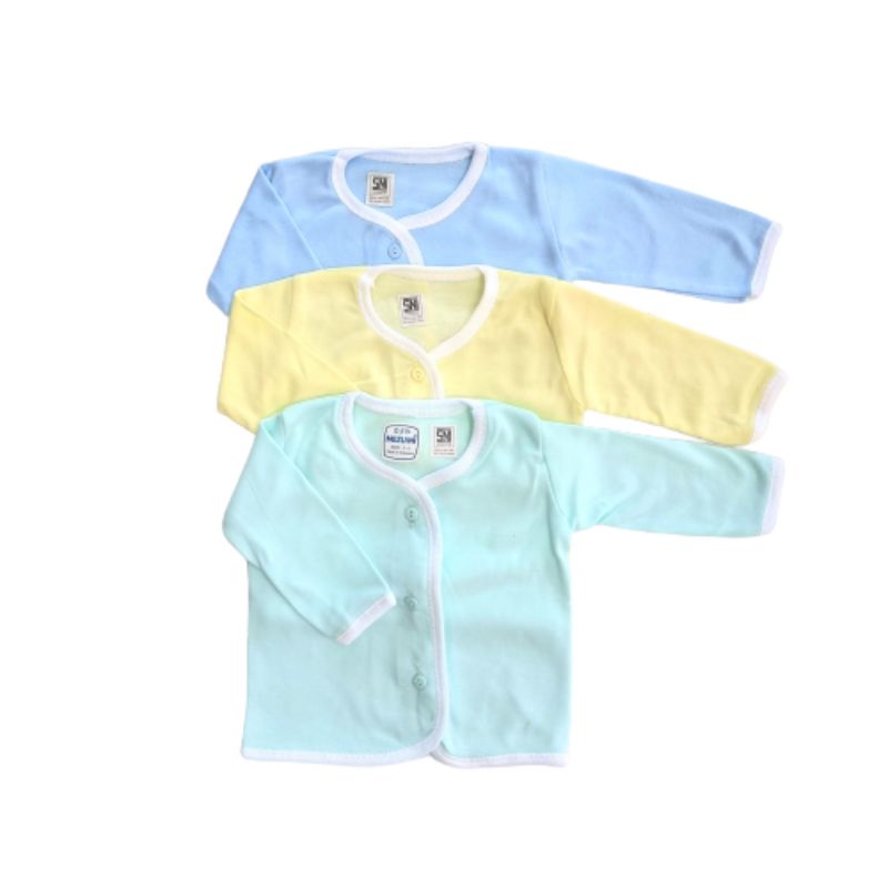 Baju Bayi BonBon Lengan Panjang/ Lengan Pendek Motif Pastel Polos 3pcs