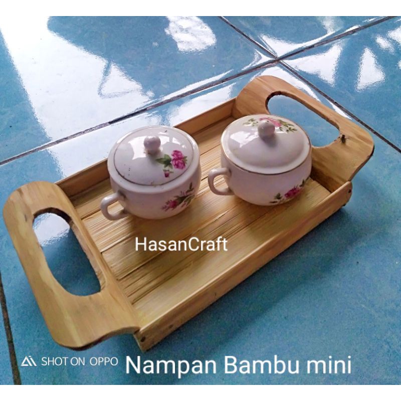 Nampan baki bambu unik rak toples lebaran