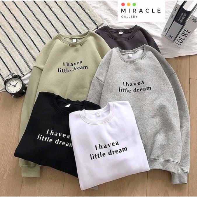 Sweater Oblong Crewneck Couple / Baju Pasangan LITTLE DREAM Bahan Fleece Premium