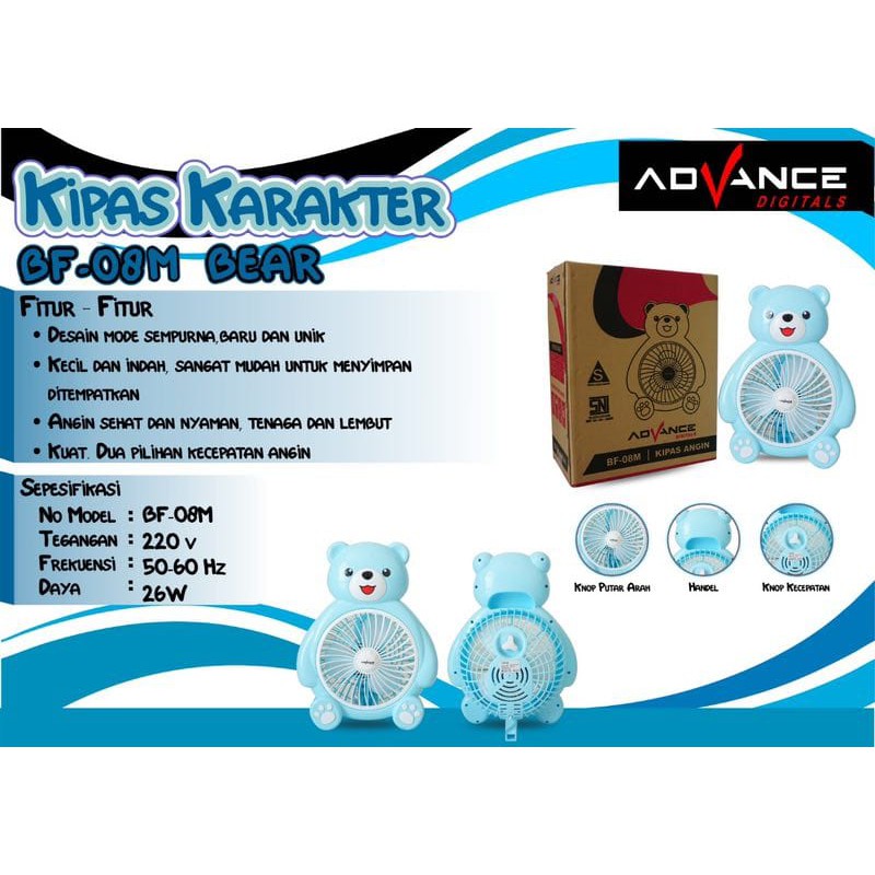 Kipas Karakter / Kipas duduk Advance BF-08M Bear