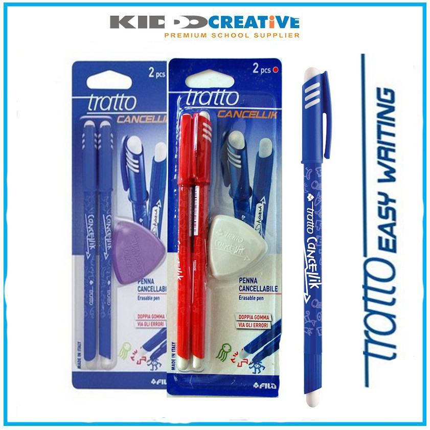 

TRATTO CANCELLIK 2PCS + ERASER ( BLUE, RED, BLACK, GREEN )