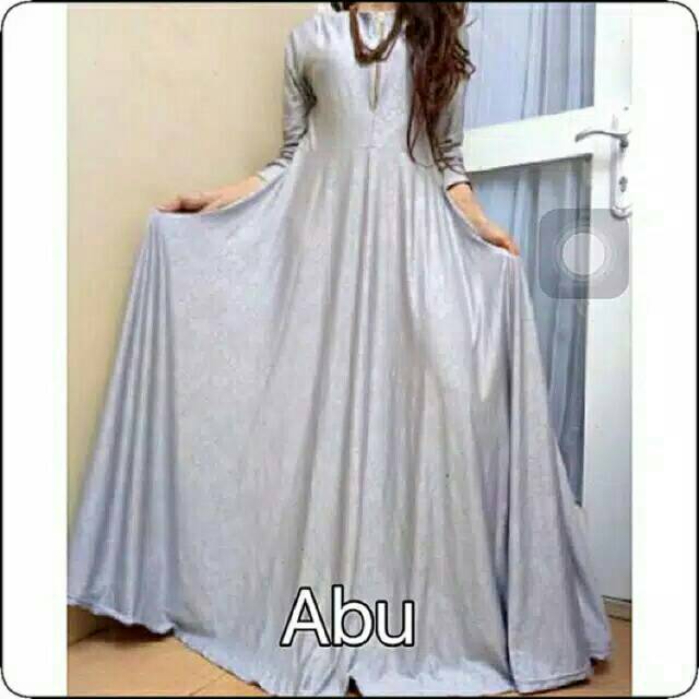 Gamis Jersey Emboss Abu muda/silver (XL)