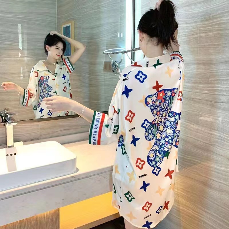 piyama wanita tipis/2022 versi Korea baru dari baju tidur sutra es bernapas