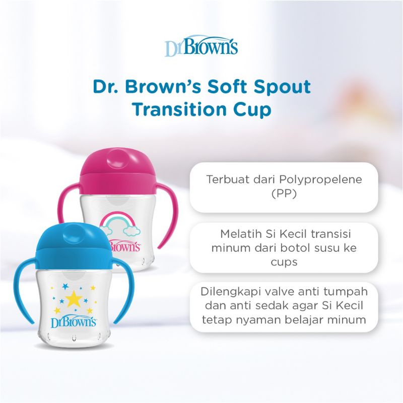 Dr Browns Soft Spout Transition Cup Stage 1 Botol Minum Anak 180ml  (61001)