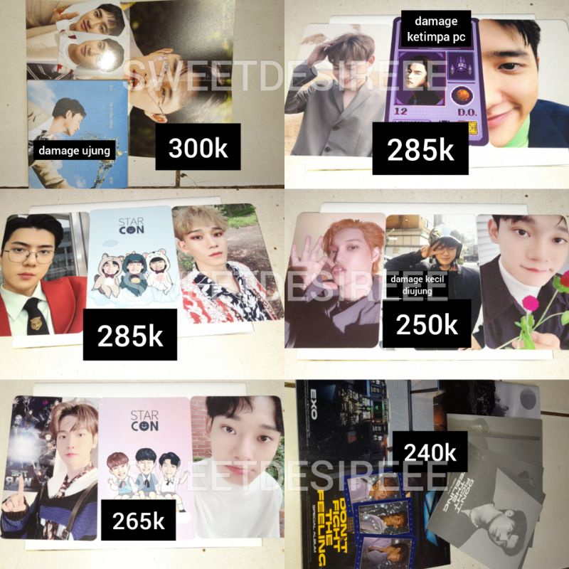 Photocard EXO (Kyungsoo setengah muka, sehun jasmer, chen ilalang, chanyeol helm, starcon exo album 
