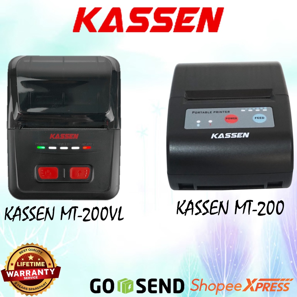 Kassen MT 200VL / MT 200 Mini Printer Thermal Bluetooth Portable MT 200VL  / MT200 PPOB Cetak Struk Kasir 58mm Moka Pawoon Olsera Majoo