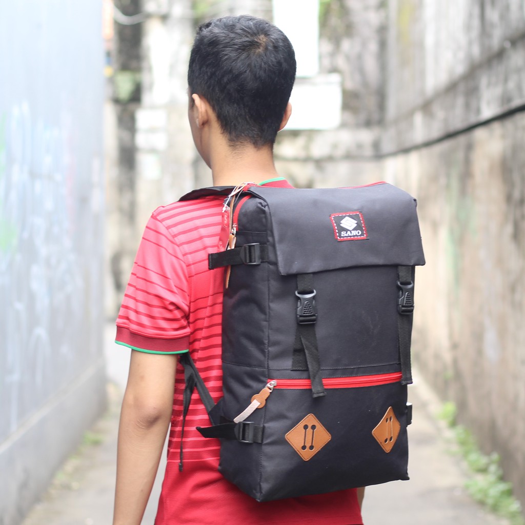 Ransel Kuliah Backpack Keren Tas Pria Tas Hitam Distro Sano Bagus Ransel Cowok