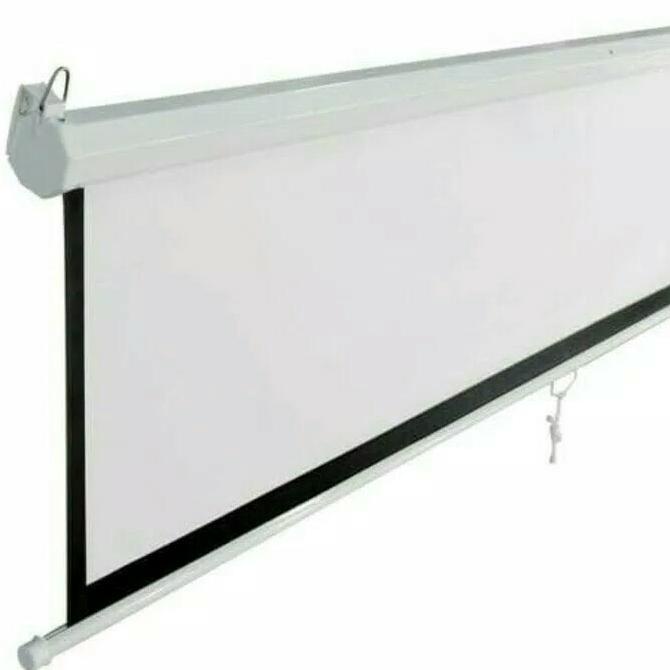 SCREEN / LAYAR PROYEKTOR GANTUNG 96" (244cm x 244cm) stock ada