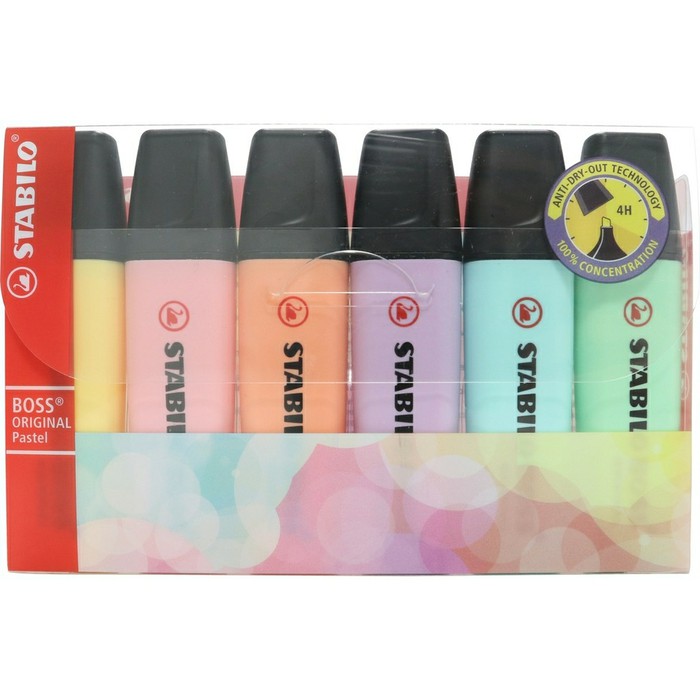 

Stabilo Warna Warni - Highlighter - Stabilo Pulpen Stabilo Boss Highlighter Pastel - Set 6 Warna