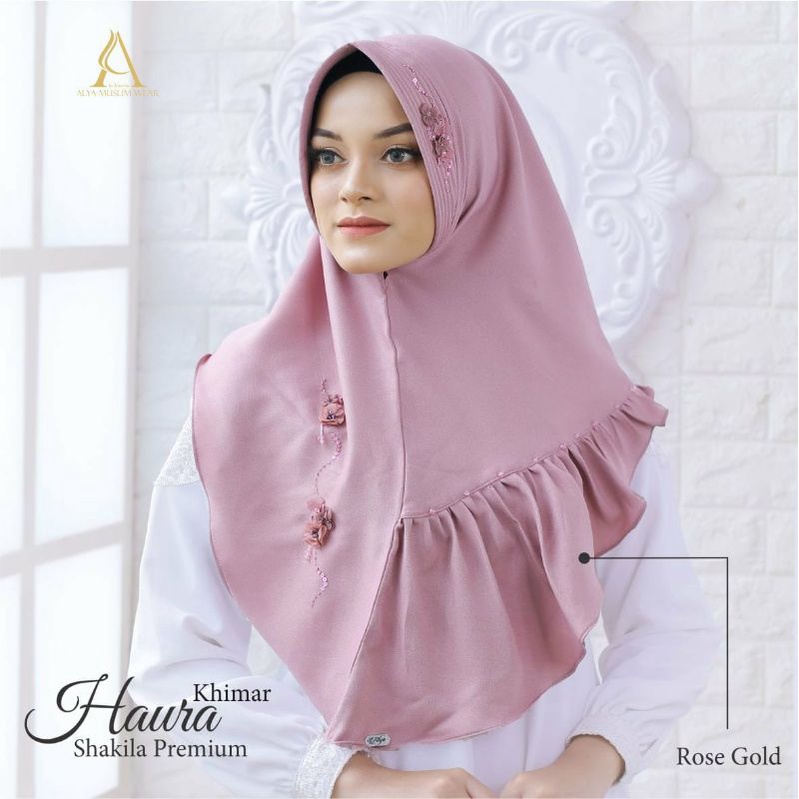 Khimar Haura Alya Muslim Wear Kerudung Instan Hijab Branded Jilbab Polos Payet Fashion Muslim Cantik