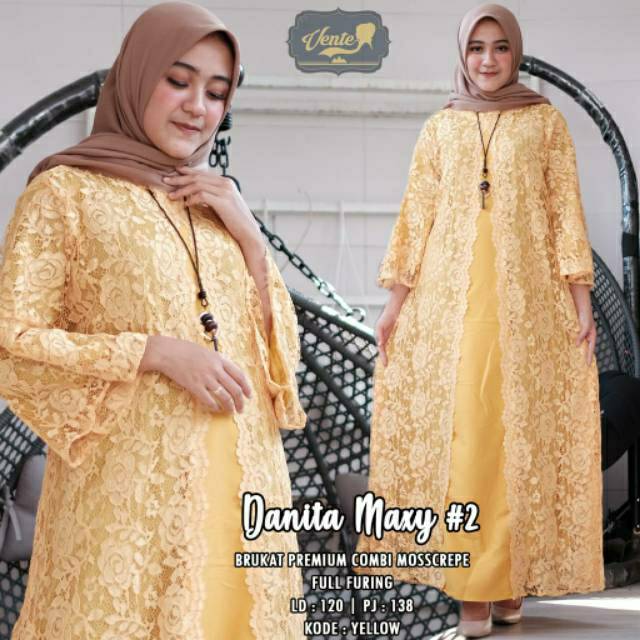 Danita maxy #2 by vente | gamis dress jumbo pesta brokat premium