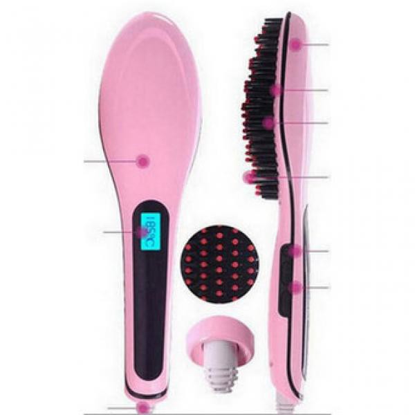 Sisir Catokan Elektrik Ion Pelurus Rambut - HQT-906 - Pink