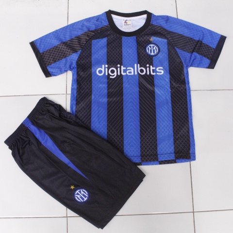 setelan baju bola intermilan/jersey bola anak bisa sablon nama size 7-12thn