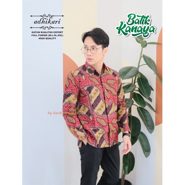 ADHIKARI Kemeja Batik Pria Berlapis Furing Bahan Katun Berkualitas Ekspor